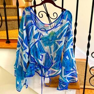 Blush chiffon flowered blouse